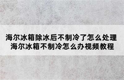 海尔冰箱除冰后不制冷了怎么处理 海尔冰箱不制冷怎么办视频教程